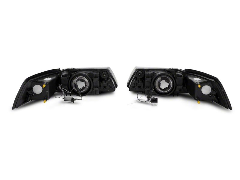 Raxiom 99-04 Ford Mustang Axial Series Headlights w/ LED Bar- Blk Housing (Clear Lens)