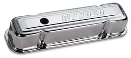 Moroso Pontiac 301-455 Valve Cover - w/Baffles - Stamped Steel Chrome Plated - Pair