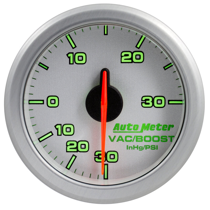 Autometer Airdrive 2-1/6in Boost/Vac Gauge 30in HG/30 PSI - Silver