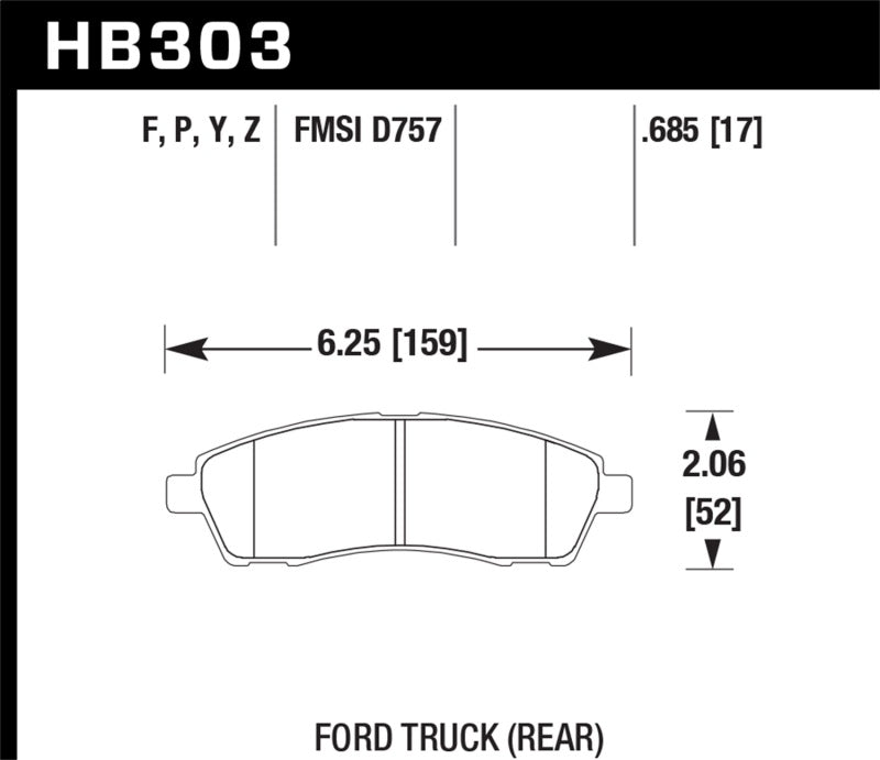 Hawk 99-05 Cadillac Excursion / 99-04 Ford F-250/F-350 Super Duty Pickup Rear LTS Street Brake Pads