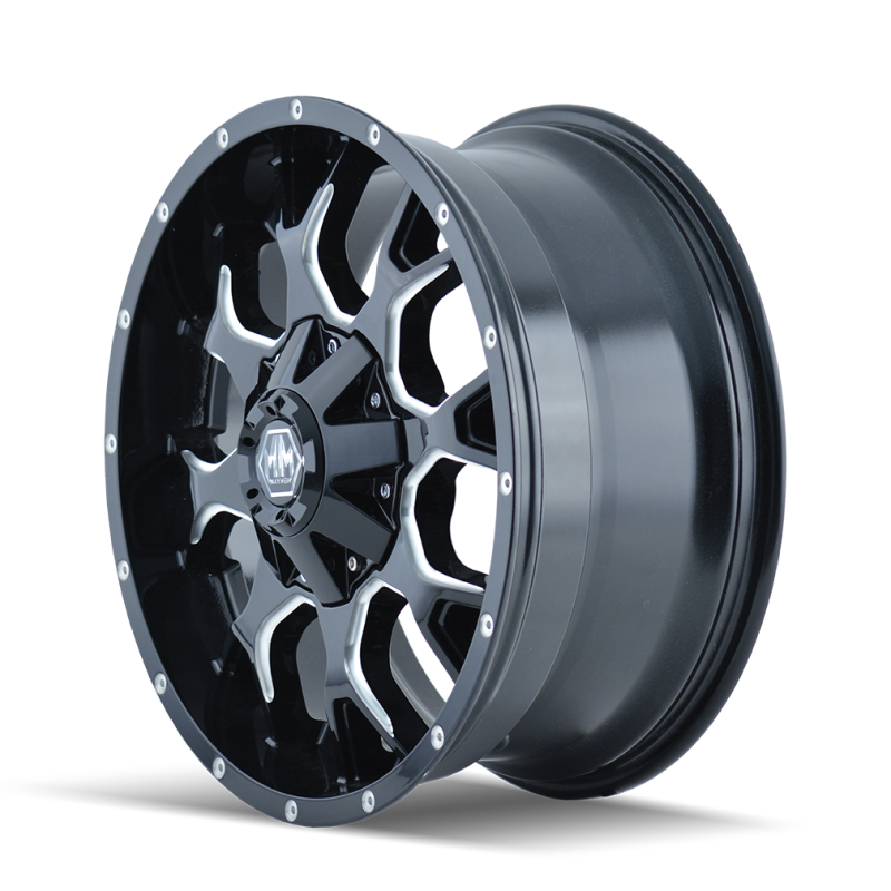 Mayhem 8015 Warrior 17x9 / 8x165.1 BP / 18mm Offset / 130.8mm Hub Black w/ Milled Spokes Wheel