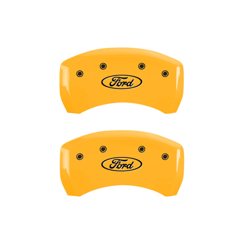 MGP 4 Caliper Covers Engraved Front & Rear Oval logo/Ford Yellow finish black ch