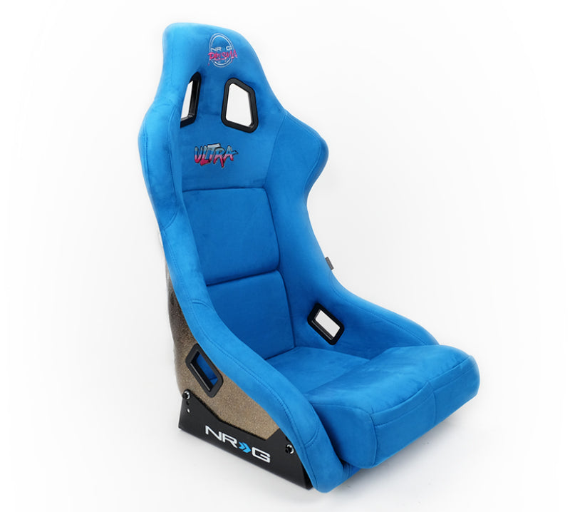 NRG FRP Bucket Seat ULTRA Edition - Large (Blue Alcantara/Gold Glitter Back)