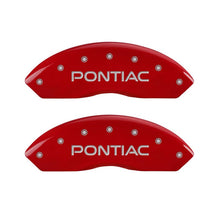 Load image into Gallery viewer, MGP 4 Caliper Covers Engraved Front &amp; Rear 06-09 Pontiac Solstice Red Finish Silver Pontiac Logo