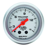 Autometer Ultra-Lite 2-1/16in 0-15 PSI Mechanical Fuel-Pressure Gauge w/ Isolator