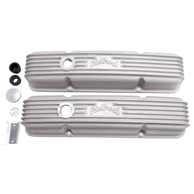 Edelbrock Valve Cover Classic Series Chevrolet 1959-1986 262-400 CI V8 w/ Oil Fill Hole Satin