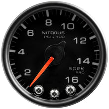 Load image into Gallery viewer, Autometer Spek-Pro Gauge Nitrous Press 2 1/16in 1600psi Stepper Motor W/Peak &amp; Warn Blk/Blk