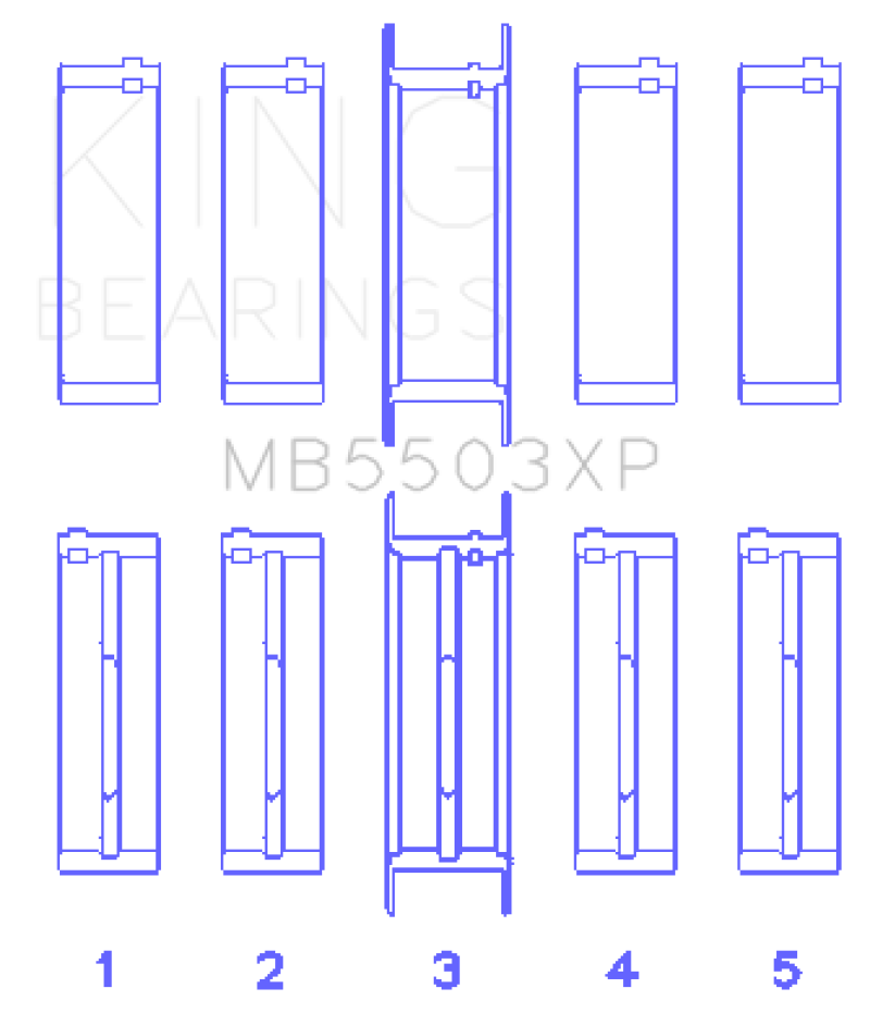 King Engine Bearings Ford V8 351ci 5.8L 16V (Size .010 Oversized) Performance Main Bearing Set