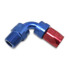 Load image into Gallery viewer, Russell Performance -8 AN Red/Blue 90 Degree Full Flow Swivel Pipe Thread Hose End (With 1/2in NPT)