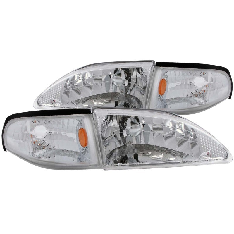 ANZO 1994-1998 Ford Mustang Crystal Headlights Chrome