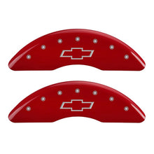 Load image into Gallery viewer, MGP 4 Caliper Covers Engraved Front &amp; Rear Bowtie Red finish silver ch