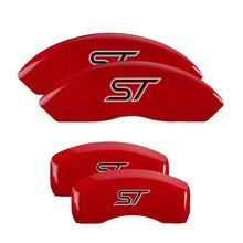 Load image into Gallery viewer, MGP 4 Caliper Covers Engraved Front &amp; Rear No bolts/ST Red finish silver ch