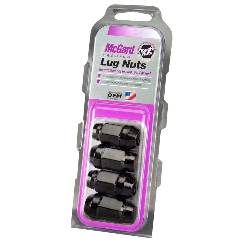 McGard Hex Lug Nut (Cone Seat Bulge Style) 1/2-20 / 3/4 Hex / 1.45in. Length (4-pack) - Black