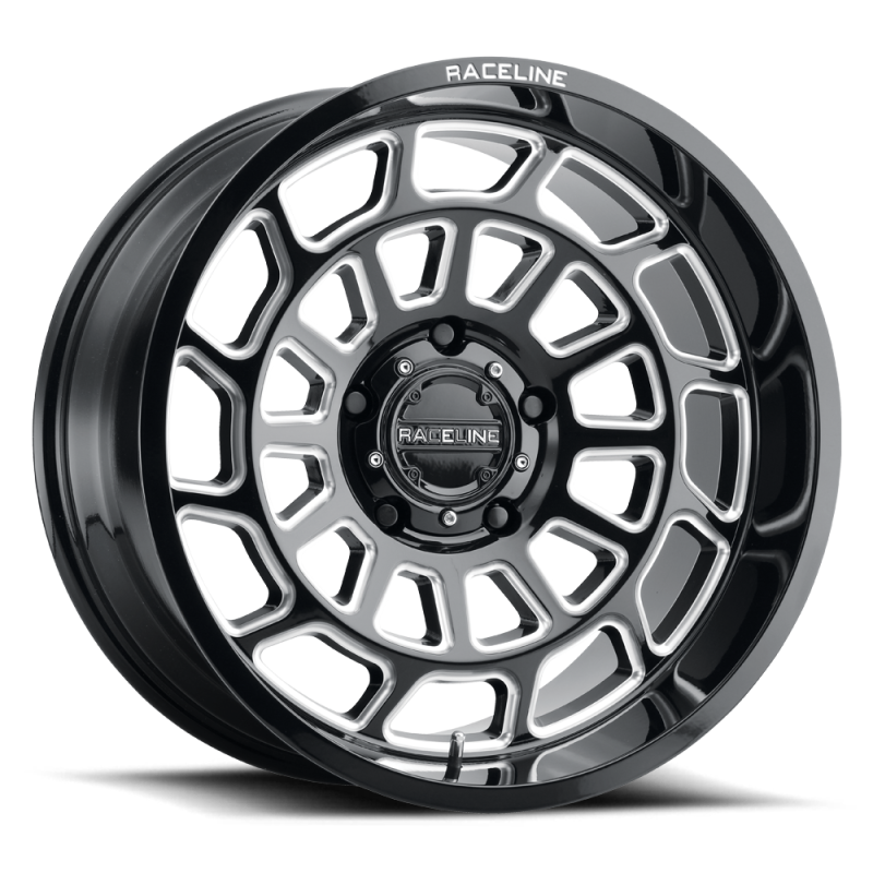 Raceline 955M Warp 22x12in / 6x135 BP / -44mm Offset / 87.1mm Bore - Satin Black & Milled Wheel