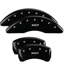 Load image into Gallery viewer, MGP 4 Caliper Covers Engraved Front &amp; Rear MOPAR Black finish silver ch