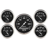 AutoMeter Gauge Kit 5 Pc. 3-1/8in. & 2-1/16in. Elec. Speedometer Old Tyme Black