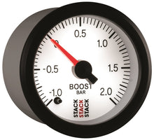 Load image into Gallery viewer, Autometer Stack 52mm -1 to +2 Bar (Incl T-Fitting) Pro Stepper Motor Boost Pressure Gauge - White