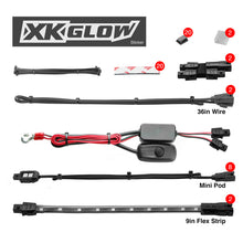 Load image into Gallery viewer, XK Glow Single Color XKGLOW LED Accent Light Motorcycle Kit Red - 8xPod + 2x8InStrips