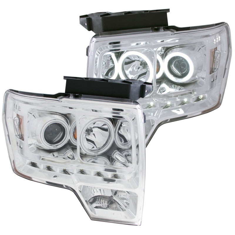 ANZO 2009-2014 Ford F-150 Projector Headlights w/ Halo Chrome (CCFL) G2