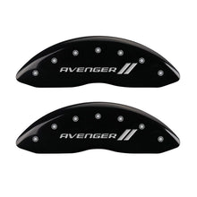 Load image into Gallery viewer, MGP 4 Caliper Covers Engraved Front &amp; Rear With stripes/Avenger Black finish silver ch