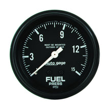 Load image into Gallery viewer, AutoMeter Gauge Fuel Pressure 2-5/8in. 0-15PSI Mechanical Black Autogage