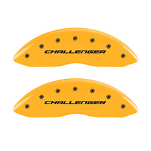 Load image into Gallery viewer, MGP 4 Caliper Covers Engrvd Front Block/Challenger Engrvd Rear Vintage Style/RT Yellow fnsh Blk ch