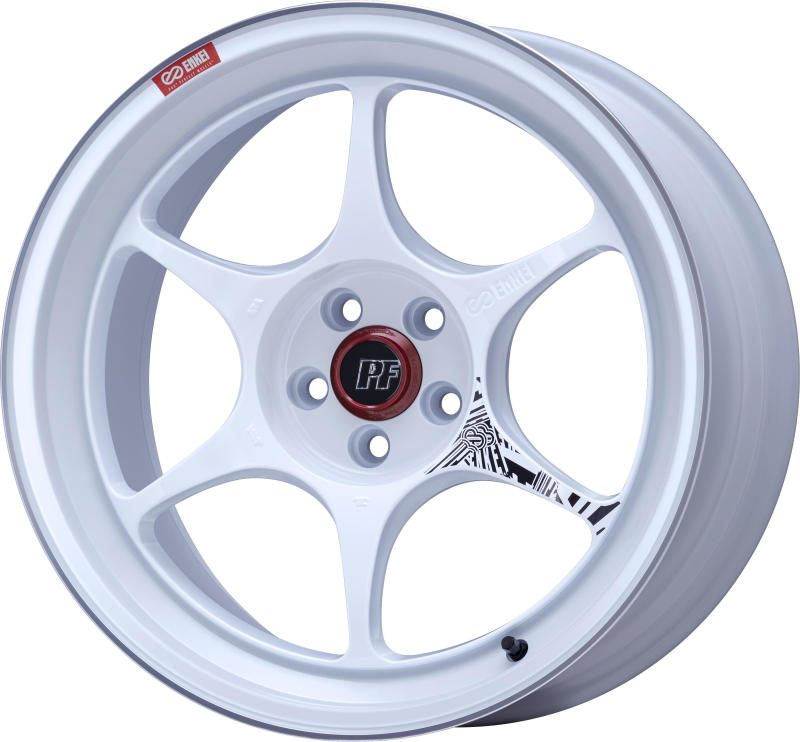 Enkei PF06 18x10in 5x114.3 BP 40mm Offset 75mm Bore White Machined Wheel