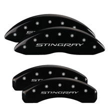 Load image into Gallery viewer, MGP 4 Caliper Covers Engraved Front &amp; Rear Stingray Black finish silver ch