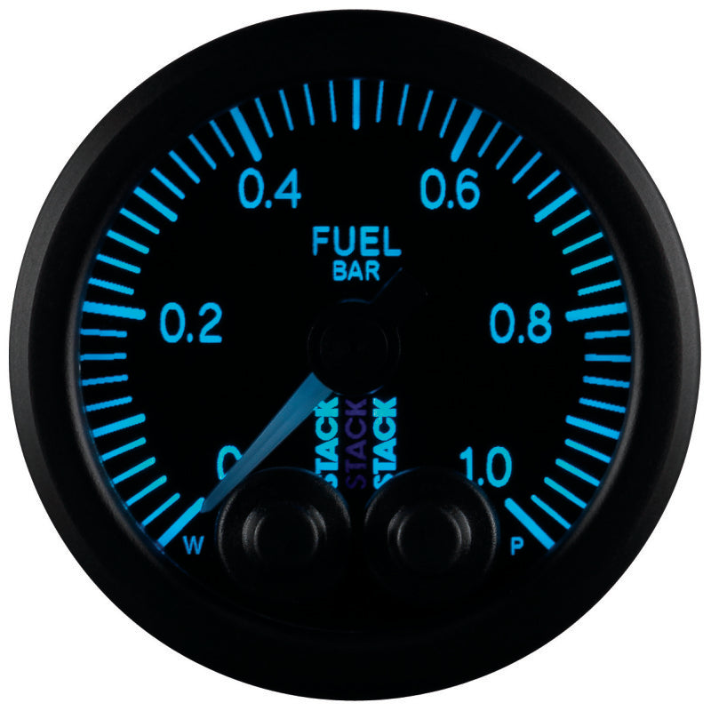 Autometer Stack 52mm 0-1 Bar M10 Male Pro-Control Fuel Pressure Gauge - Black