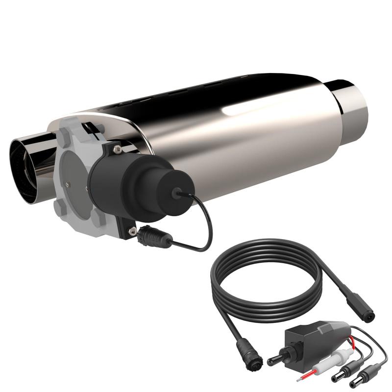 QTP 3in Weld-On Reverse 304SS Screamer Muffler Short Case w/Bolt-On QTEC Electric Cutout