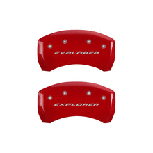 Load image into Gallery viewer, MGP 4 Caliper Covers Engraved Front &amp; Rear Explorer Red finish silver ch