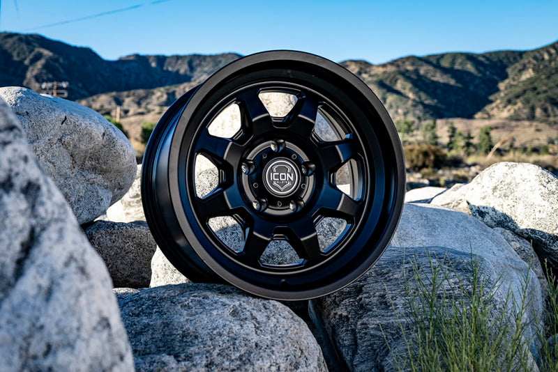 ICON Nuevo 17 X 8.5 6 X 135 6mm Offset 5in BS Satin Black