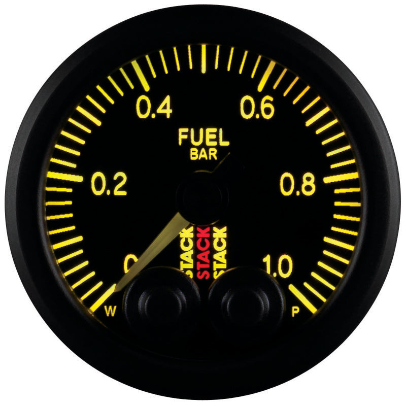 Autometer Stack 52mm 0-1 Bar M10 Male Pro-Control Fuel Pressure Gauge - Black