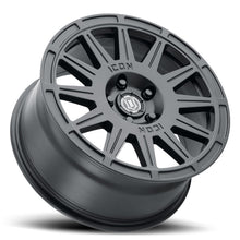 Load image into Gallery viewer, ICON Ricochet 17x8 5x100 38mm Offset 6in BS Satin Black Wheel