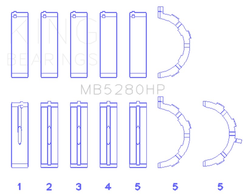 King Engine Bearings Ford Prod. V8 4.6L/5.4L Performance Main Bearing Set - Size +0.026mm