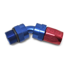 Load image into Gallery viewer, Russell Performance -10 AN Red/Blue 45 Degree Swivel Dry Sump Hose End (-8 Port 3/4in-16 Thread)