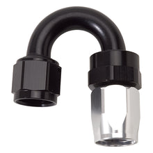 Load image into Gallery viewer, Russell Performance -10 AN Black/Silver 180 Degree Tight Radius Full Flow Swivel Hose End