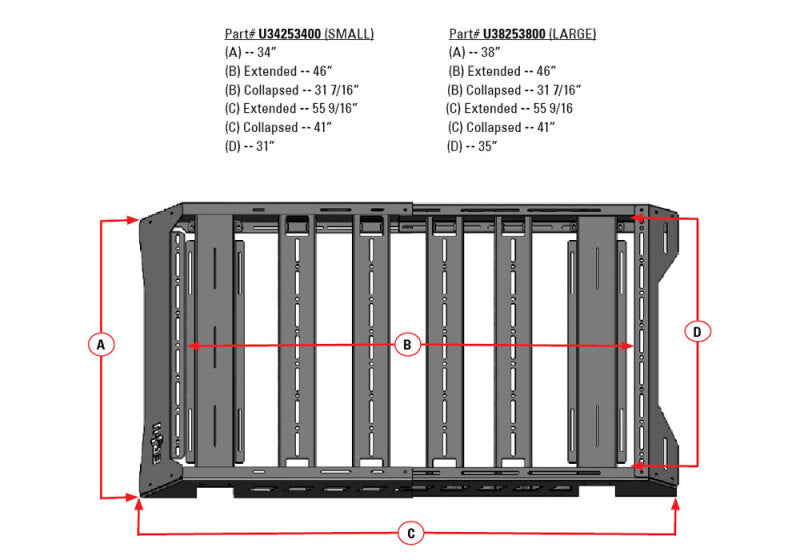 N-Fab Universal Roof Rack (Small 34.25 - 34 Width) - Tex. Black