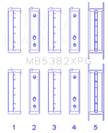 King Subaru EJ20/EJ22/EJ25 (For Thrust in #5 Position) Tri-Metal Perf Main Bearing Set - Size +0.5mm