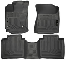 Load image into Gallery viewer, Husky Liners 15 Toyota Venza WeatherBeater Front &amp; Second Row Tan Floor Liners Black