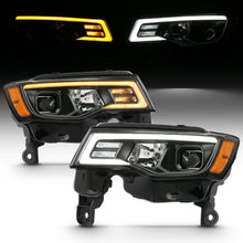 Load image into Gallery viewer, ANZO 2017-2018 Jeep Grand Cherokee Projector Headlights w/ Plank Style Switchback - Chrome w/ Amber