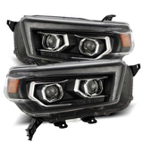 AlphaRex 10-13 Toyota 4Runner PRO-Series Projector Headlights Plank Style Black w/Seq Signal/DRL