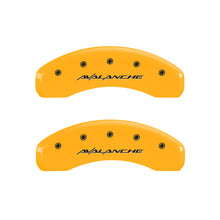 Load image into Gallery viewer, MGP 4 Caliper Covers Engraved Front &amp; Rear Avalanche Yellow finish black ch