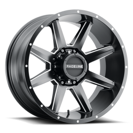 Raceline 954M Stryker 22x12in / 6x139.7 BP / -44mm Offset / 106.1mm Bore- Satin Black & Milled Wheel