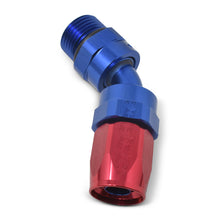 Load image into Gallery viewer, Russell Performance -10 AN Red/Blue 45 Degree Swivel Dry Sump Hose End (-8 Port 3/4in-16 Thread)