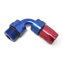 Load image into Gallery viewer, Russell Performance Hose End #6 Hose to #6 Radius Inlet Port Swivel 90 Deg Red/Blue