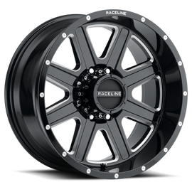 Raceline 940M Hostage 18x9in / 8x165.1 BP / 0mm Offset / 125.2mm Bore - Black & Milled Wheel