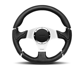 Momo Millenium Steering Wheel 350 mm - Black Leather/Black Stitch/Brshd Spokes