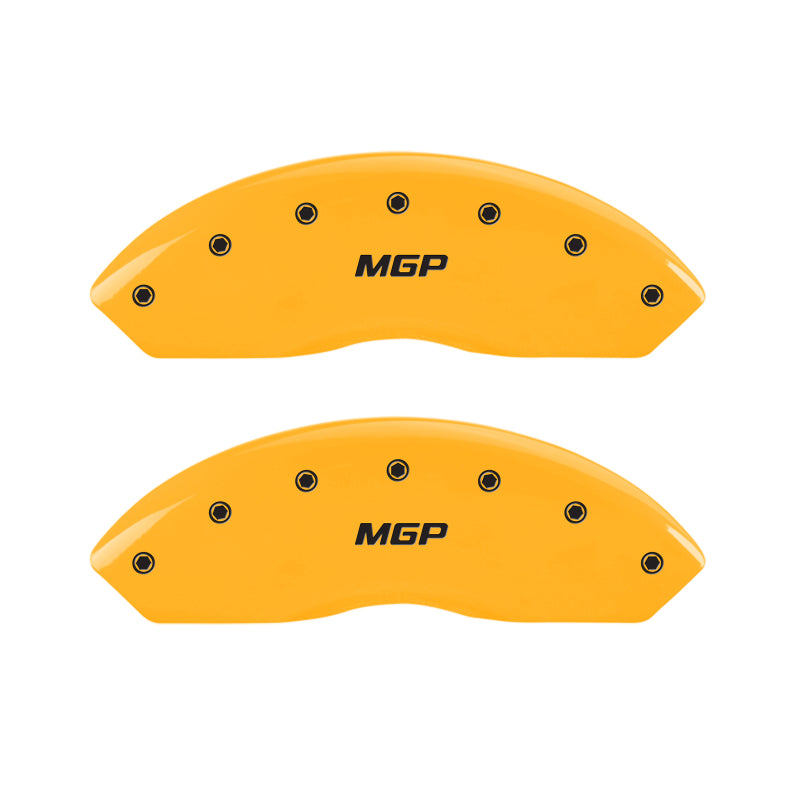 MGP 4 Caliper Covers Engraved Front & Rear MGP Yellow Finish Black Char 2007 Cadillac DTS