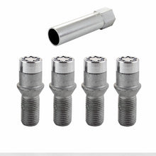 Load image into Gallery viewer, McGard Wheel Lock Bolt Set - 4pk. (Tuner / Cone Seat) M14X1.5 / 17mm Hex / 28.6mm Shank L. - Chrome